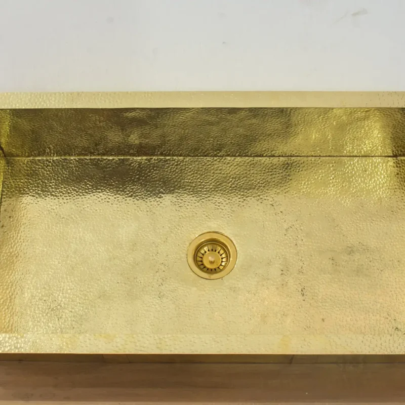 40" Handmade Unlacquered Brass Farmhouse Sink | Custom Solid Brass Single Bowl Kitchen Sink
