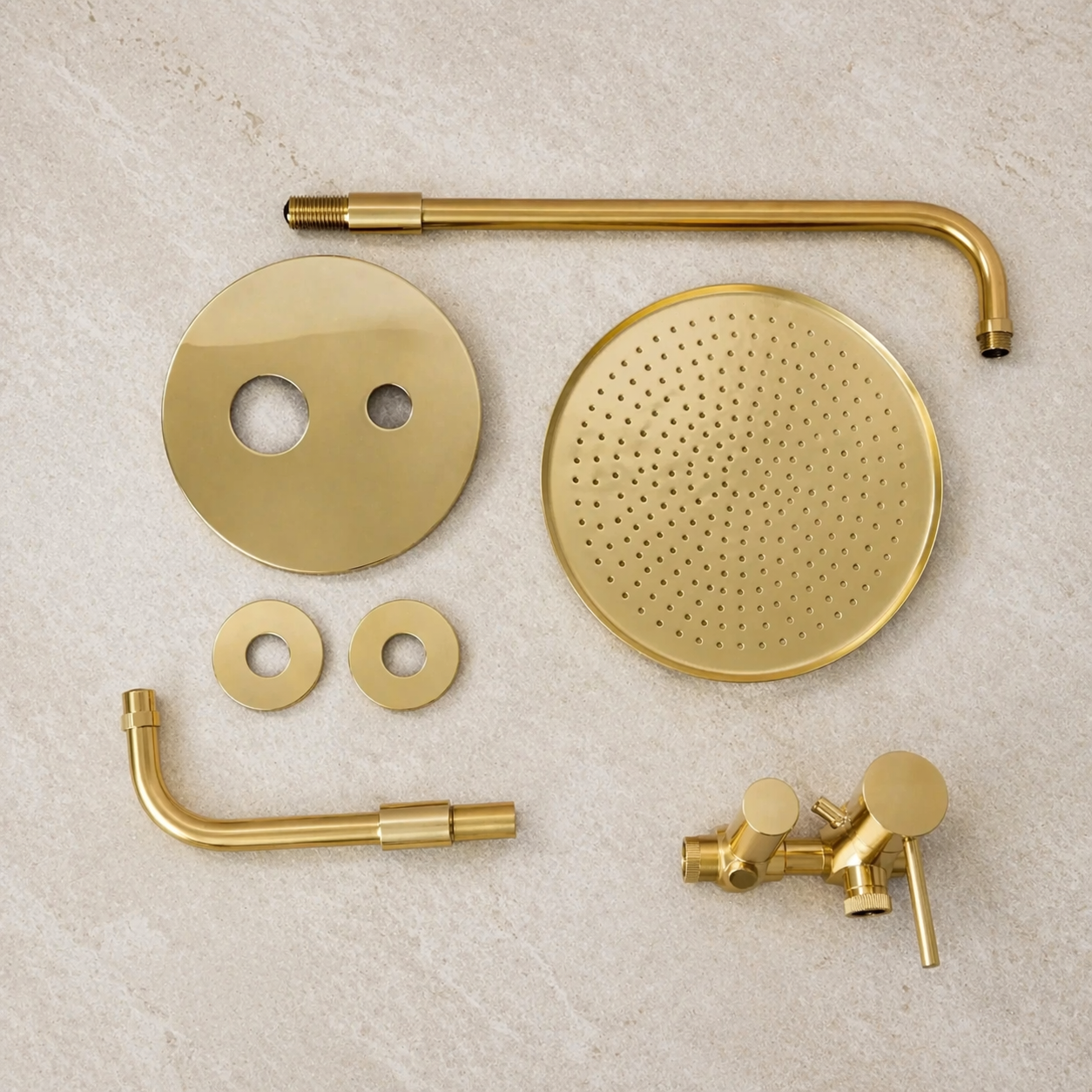 Unlacquered Brass Concealed Shower System Luxury Wall Mounted Rain Shower Set