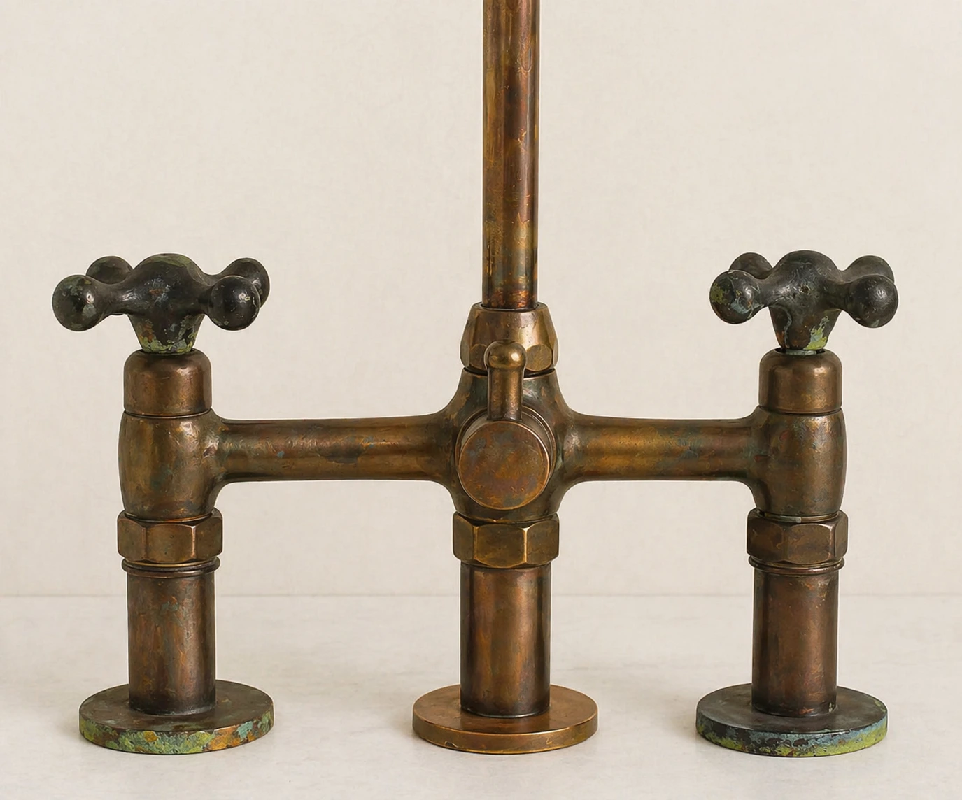 Handmade Brass Bridge Kitchen Faucet