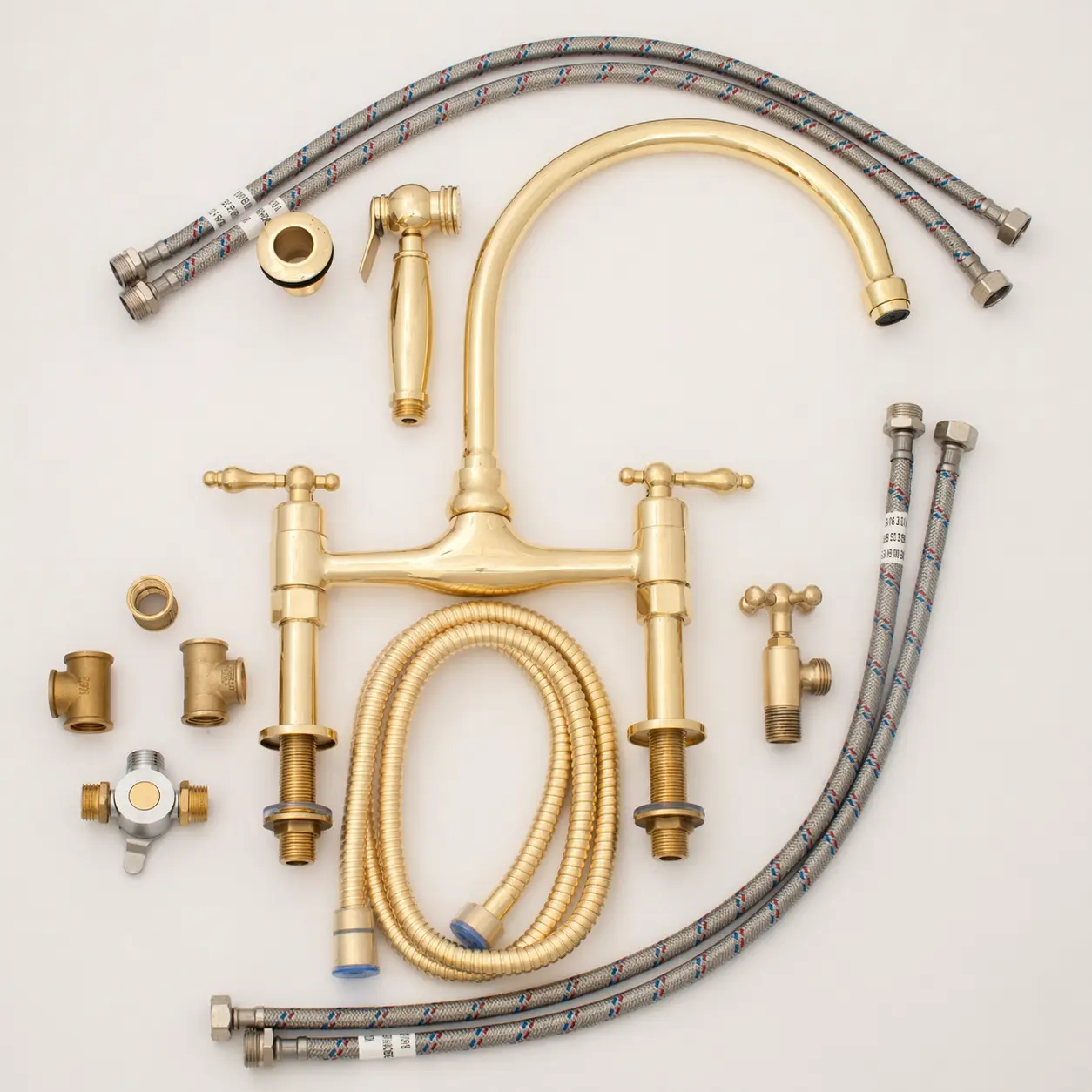 Unlacquered Brass Bridge Kitchen Faucet