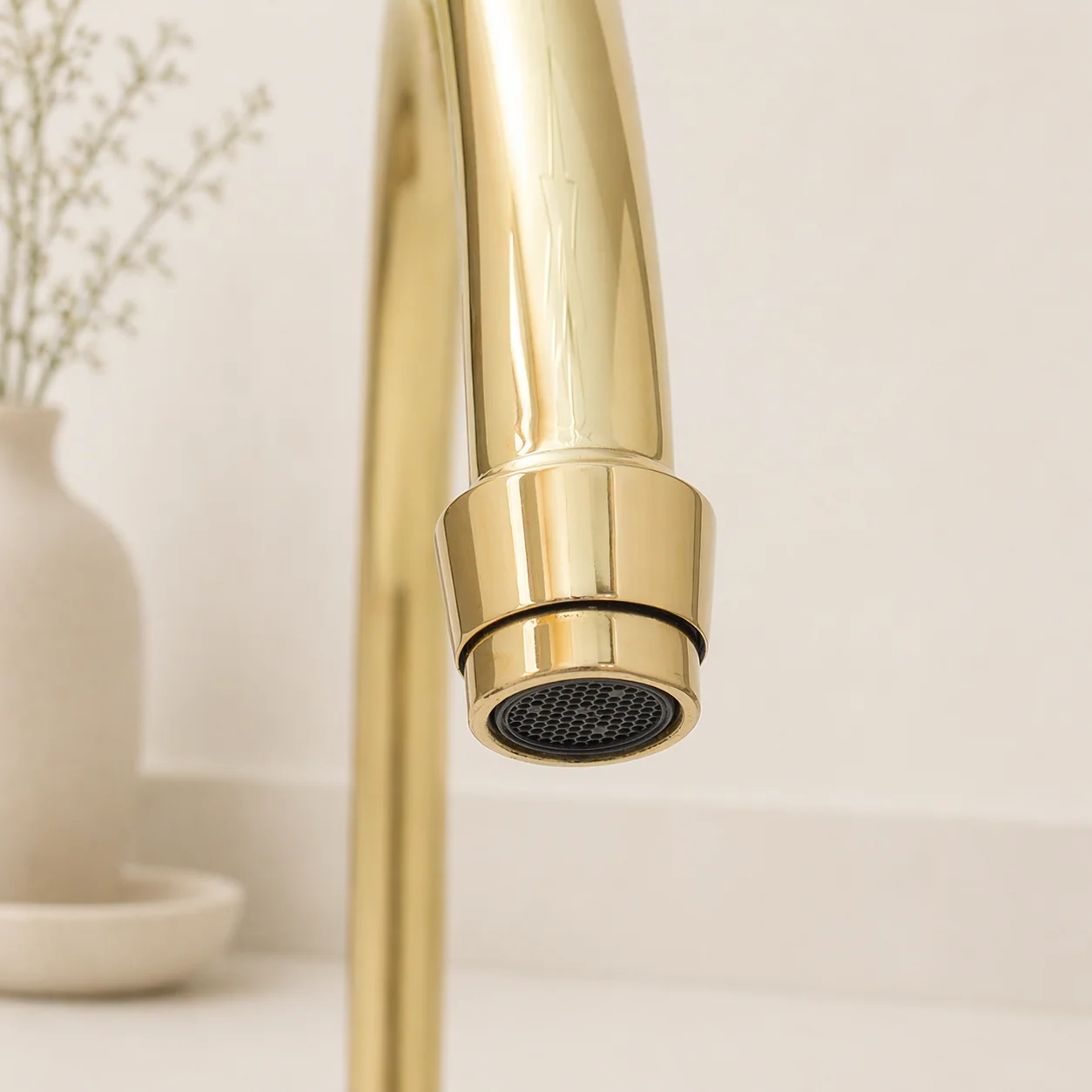 Moroccan Handmade Unlacquered Brass Kitchen Bridge Faucet