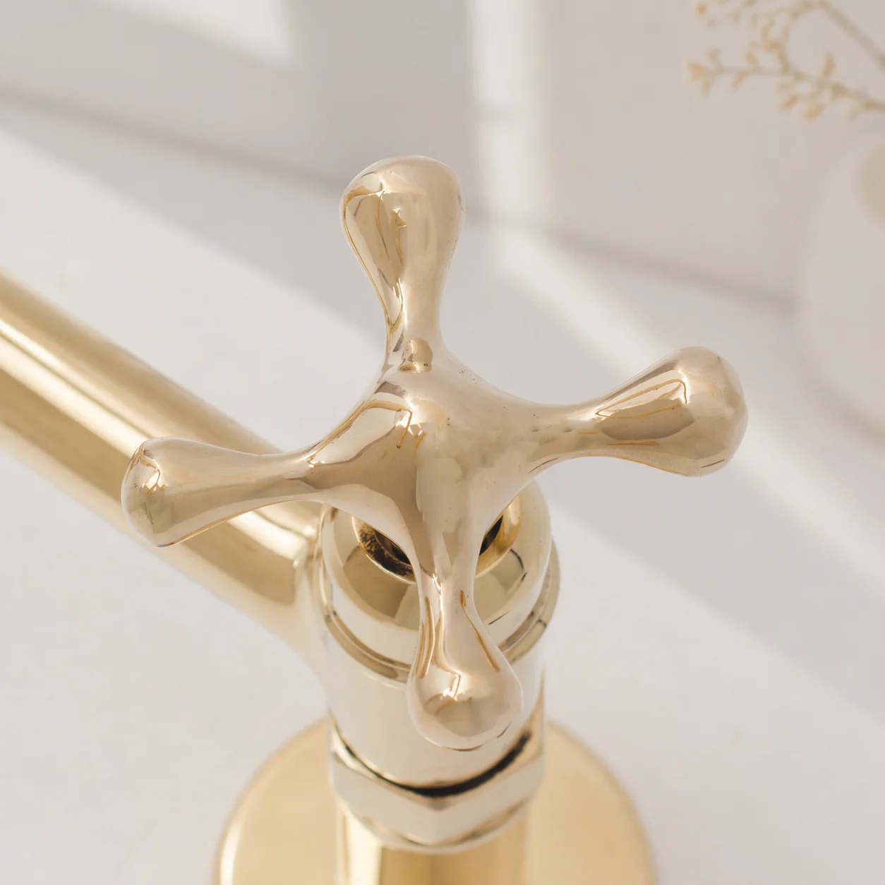 Moroccan Handmade Unlacquered Brass Kitchen Bridge Faucet