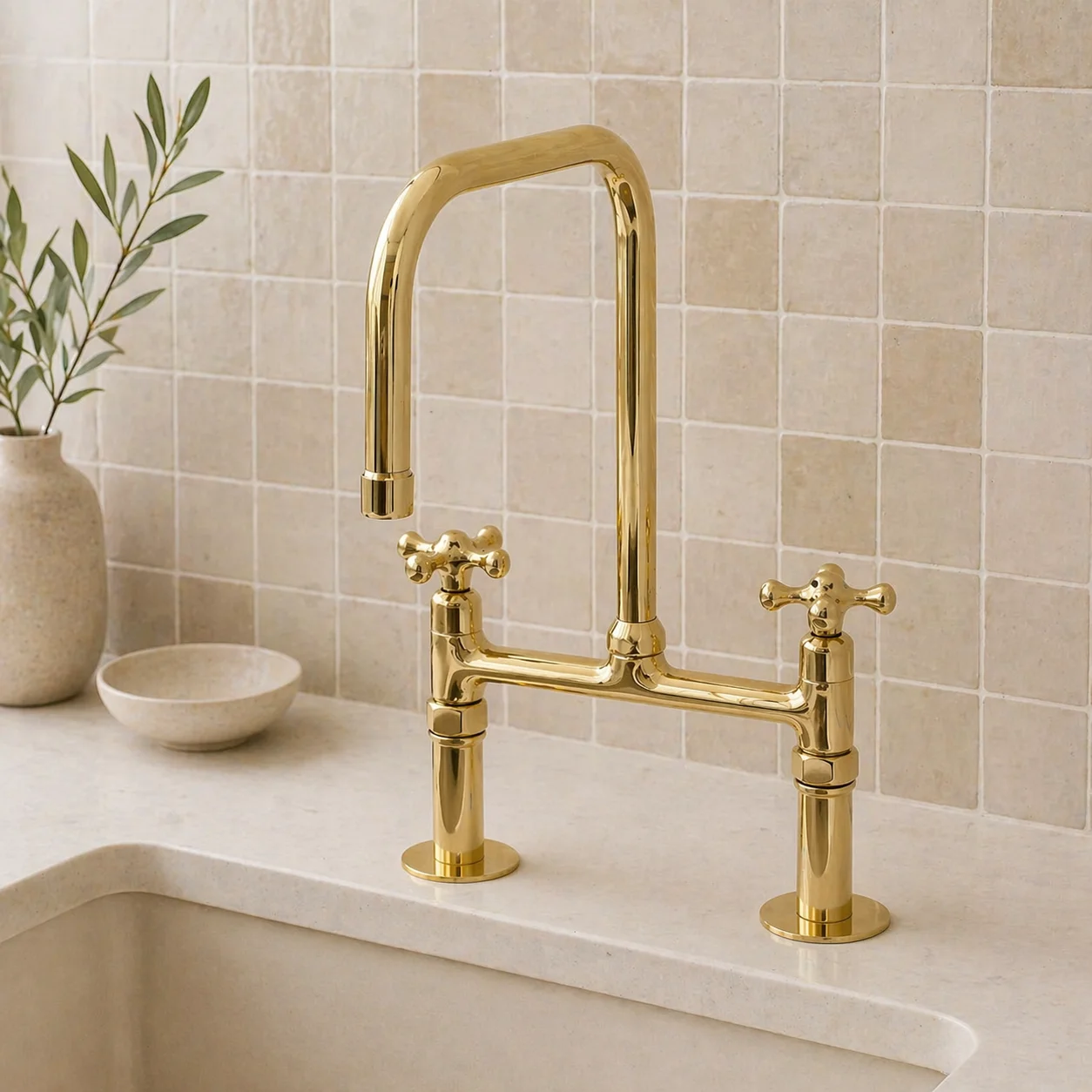 Solid brass kitchen tap