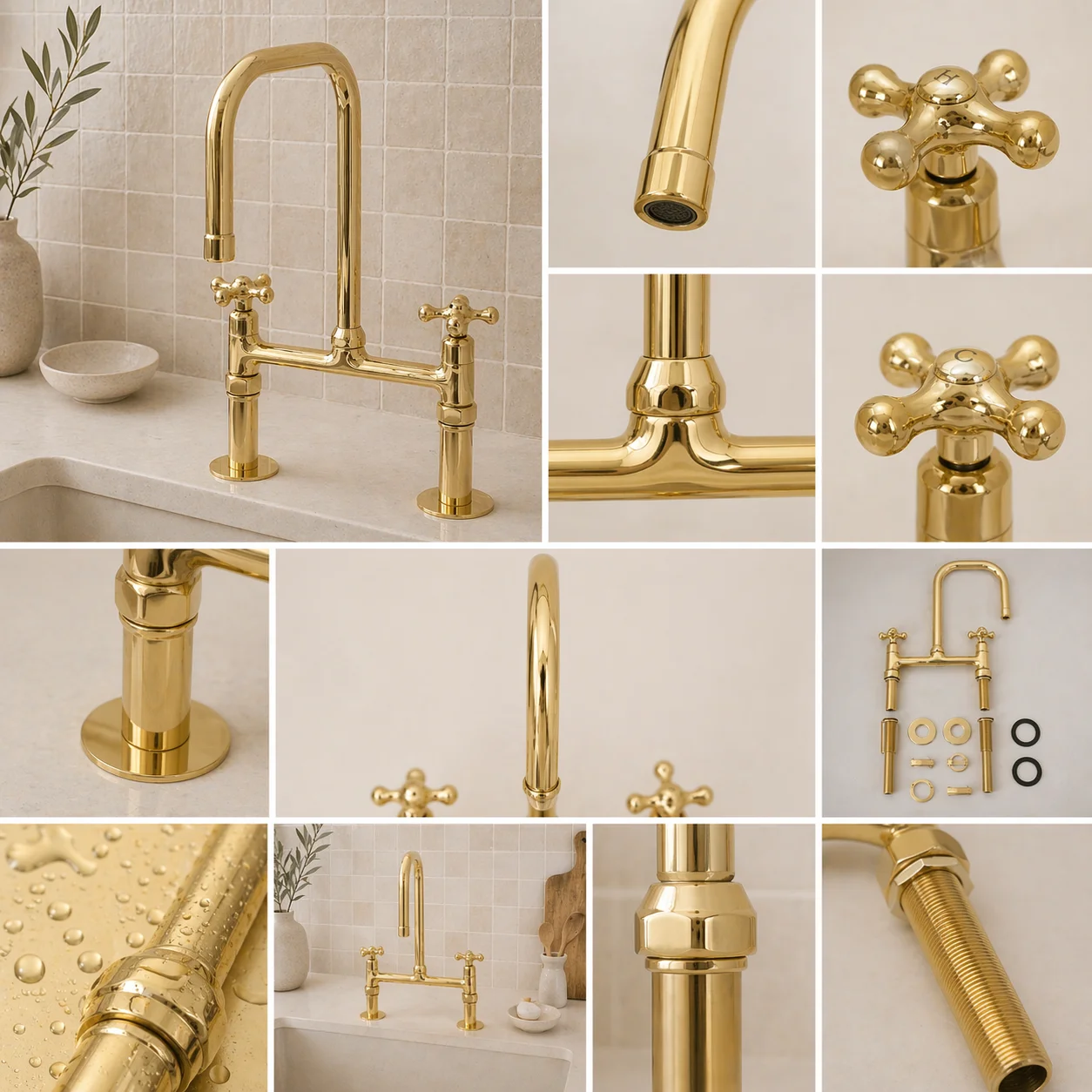Solid brass kitchen tap