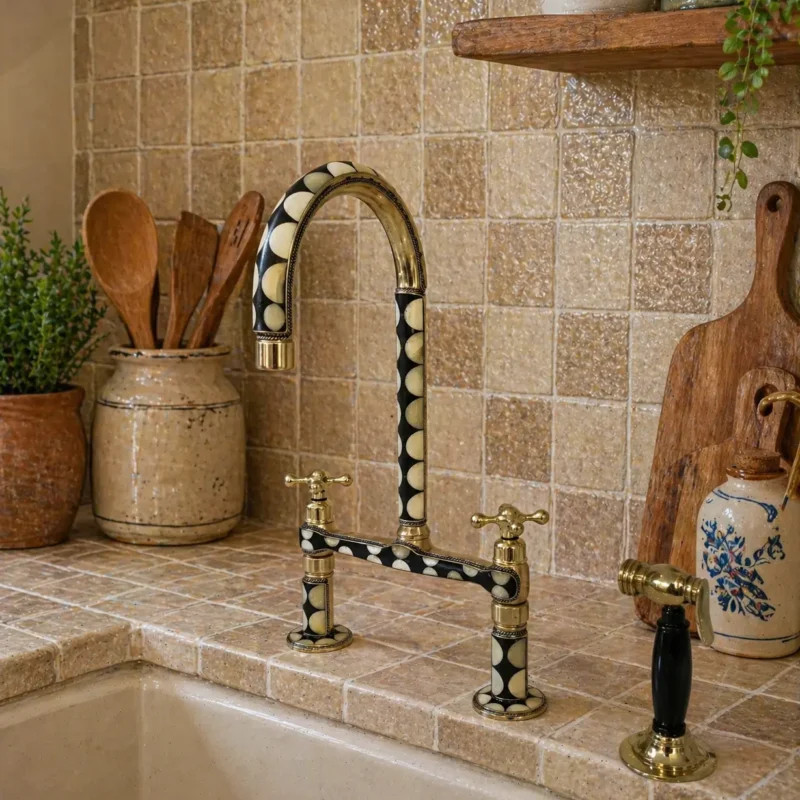 Moroccan Brass Bridge Kitchen Faucet