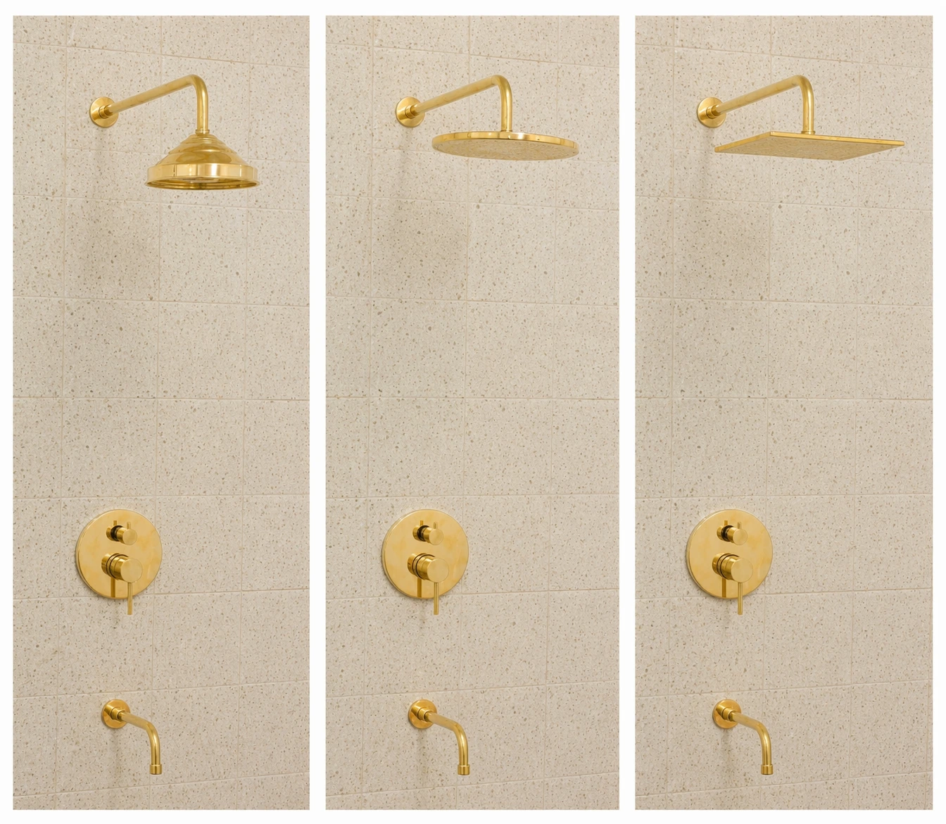 Built-In Brass Shower System with Rain Shower Head and Tub Filler