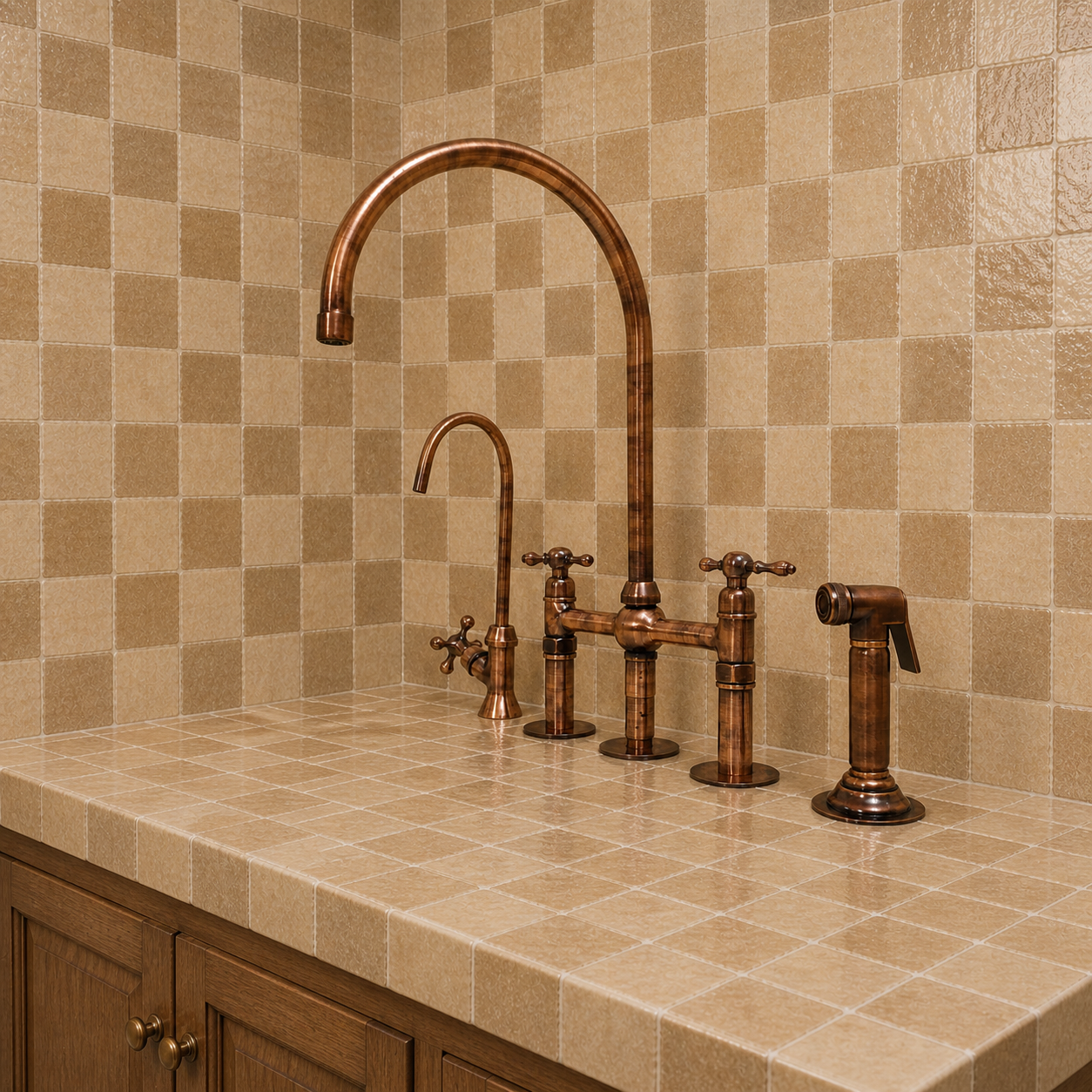 Handmade Copper Bridge Faucet