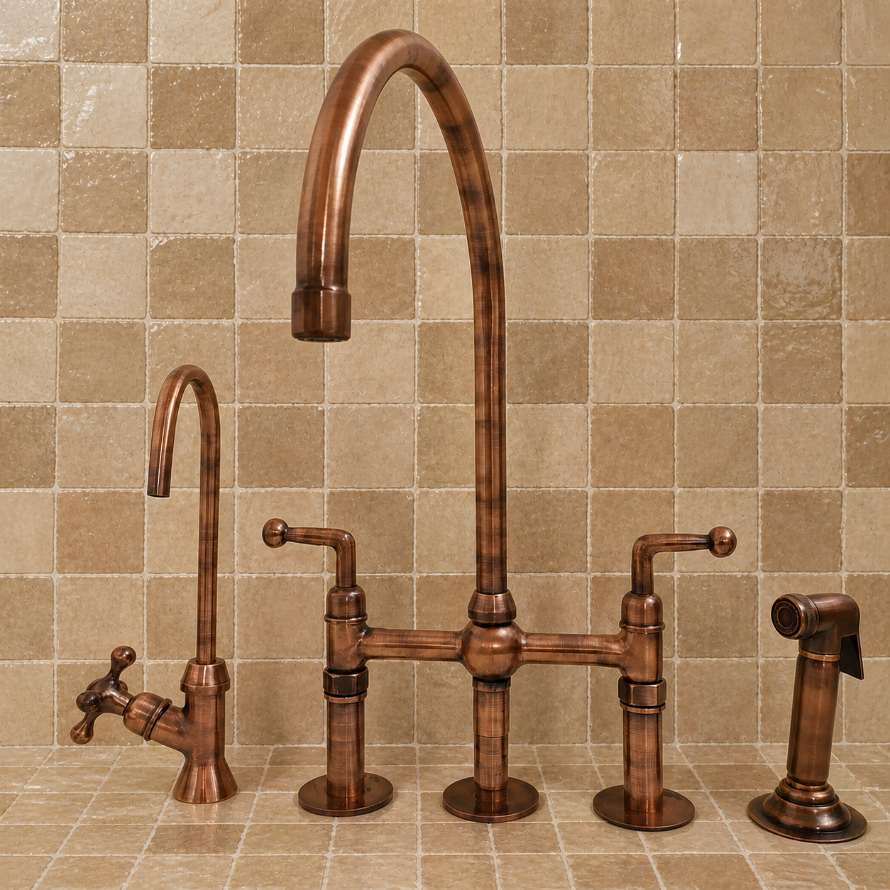 Handmade Copper Bridge Faucet