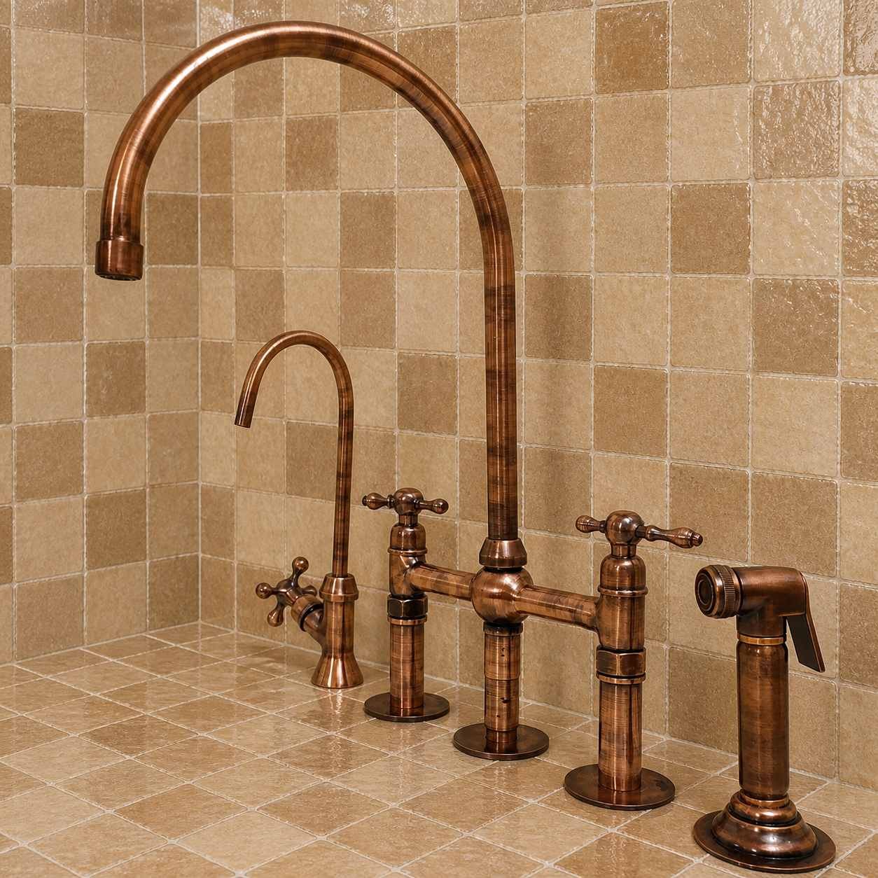 Handmade Copper Bridge Faucet