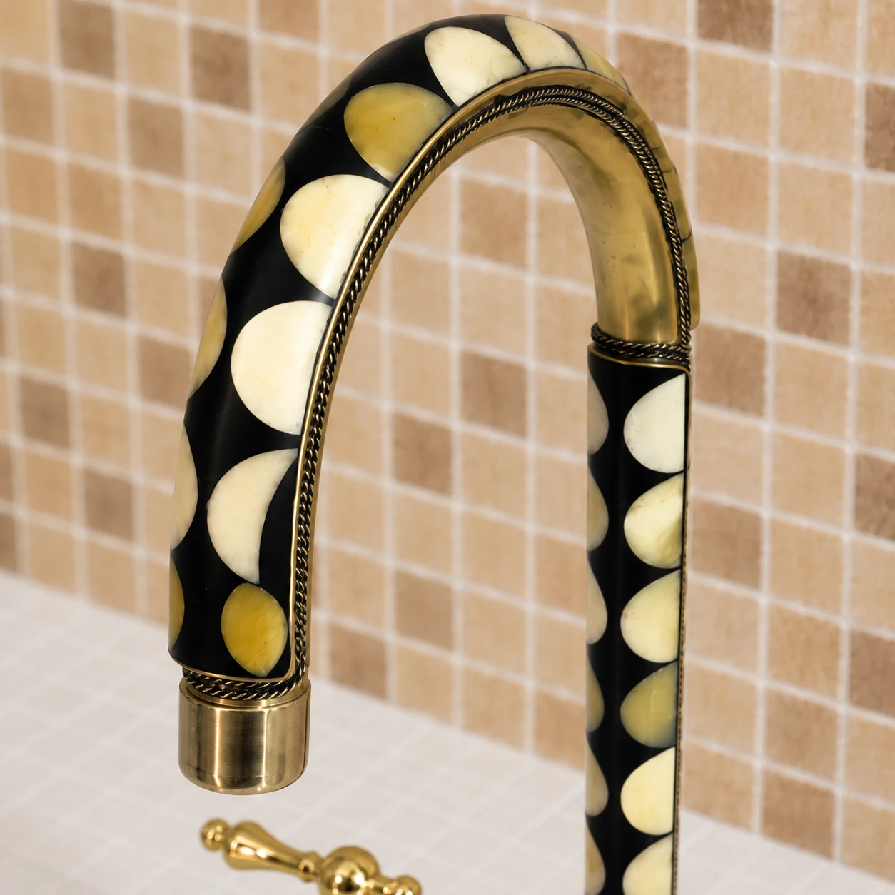 Handmade Brass Bone & Resin Bridge Kitchen Faucet