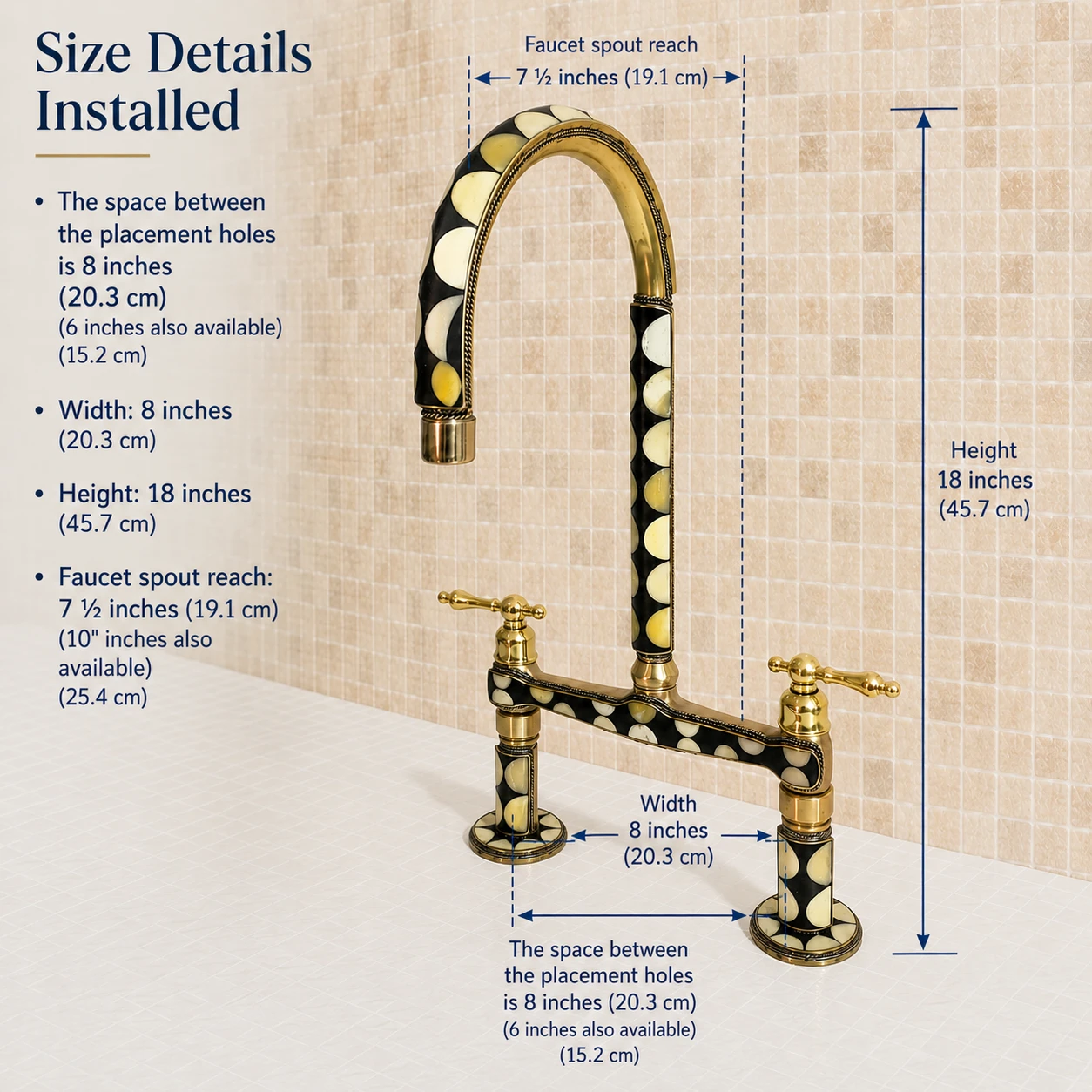 Handmade Brass Bone & Resin Bridge Kitchen Faucet