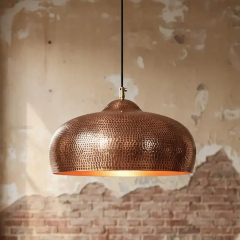 Handmade Hammered Copper Pendant Light | Moroccan Copper Ceiling Lamp for Kitchen Island & Dining Room