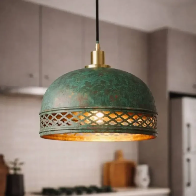 Handmade Verdigris Brass Dome Pendant Light