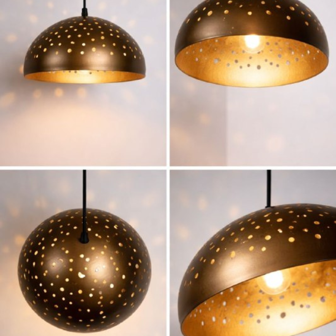 Luxury Bronze Perforated Globe Pendant Light – Modern Hanging Ceiling Lamp for Kitchen, Dining Room & Living Room - Image 3