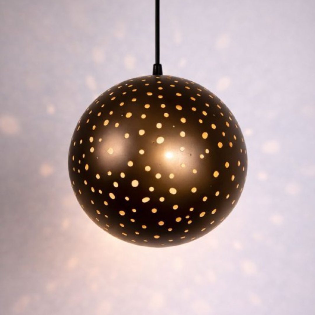 Luxury Bronze Perforated Globe Pendant Light – Modern Hanging Ceiling Lamp for Kitchen, Dining Room & Living Room - Image 2